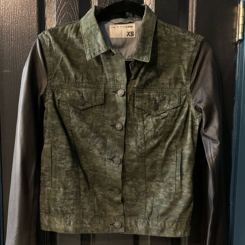 rag & bone Lamb Leather and cotton jacket.